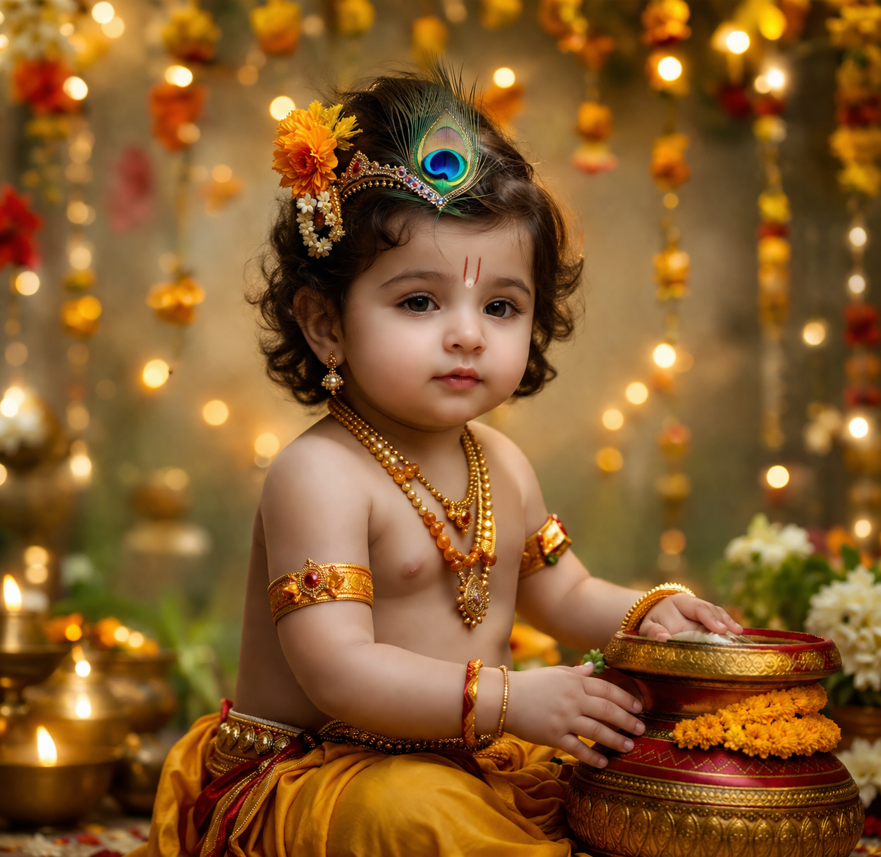 Janmashtami Krishna themed festive decoration by The Karm House