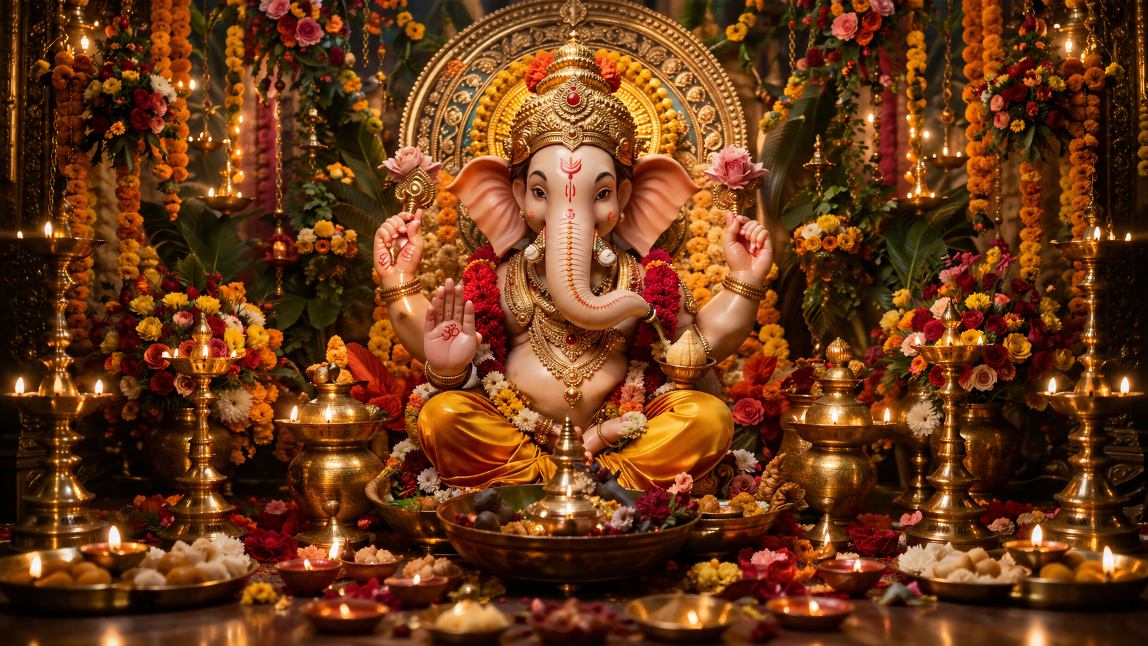 Ganesh Chaturthi festive decoration by The Karm House
